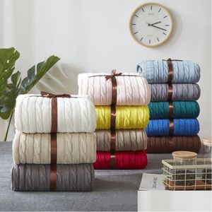 Blankets Twisted Cotton Blanket Winter Warmth Knitted Wool Sofa/Bed Er Quilt Sofa Throw 120X180Cm Drop Delivery Home Garden Textiles Dhued