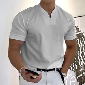 Męskie polo męskie mens casual t shirt moda v szyja men z krótkim rękawem Slim Fit T-shirt bawełniana letnia gimnastyczna fitness