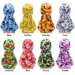 Berets Unisex Multi-functional Hats Camouflage Print Long Tail Pirate Hat Fashion Style High Quality Hair Care Cap Durag 498