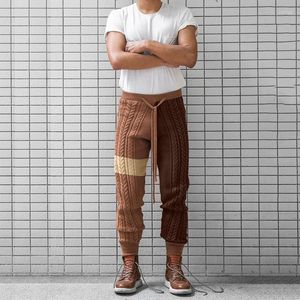 Männer Hosen Casual Herren Stricken Hosen 2023 Frühling Freizeit Kordelzug Tie-up Patchwork Slim Fit Stricken Leggings Männer streetwear