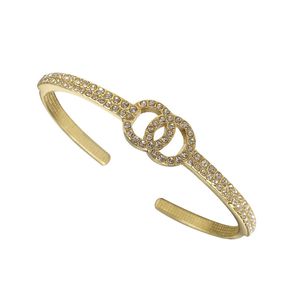 Роскошные бренд дизайнер браслетов браслеты 18 тыс. Золото, украшенные ювелирными украшениями двойные буквы, модель дизайн, золотой бриллиант, брак, свадебный браслет для женщин, для женщин