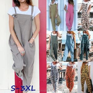 Kvinnors jumpsuits kvinnor solida mode ärmlösa fickor damer overall elegant sommar casual lös lastspel streetwear