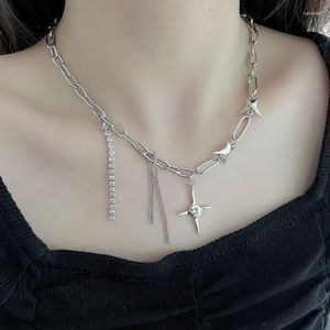 Catene Collana Per Le Donne Patchwork Collane Donna Nappa Ciondolo Croce Tendenza Di Alta Qualità Colore Argento Colore Coreano Amanti Della Moda Regalo