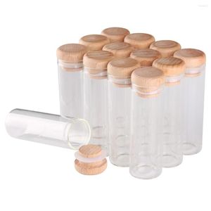 Depolama Şişeleri 12 PCS 45ml 30 90mm Açık Cam Kavanoz Şişeleri Ahşap Kapaklı Terraryum DIY Sanat El Sanatları için Baharat Mesajı