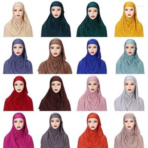 Etniska kläder ramadan muslim bär direkt bekväm en bit hijab halsduk fast färg inner rörmöss halsdukar wrap turban sjalar huvudbonader