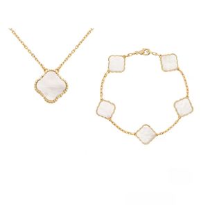 Дизайнерские браслеты Ван Клевер очарование для девочек Женщины высококачественные четыре ювелирные наборы клевера, 18 тыс. Золото, 925 браслет стерлингового серебра, наборы ожерелья