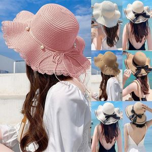 Cappelli a tesa larga primavera estate maglia cappello parasole temperamento fiore abito da sposa sole moda accessorize spiaggia cowboy per le donne