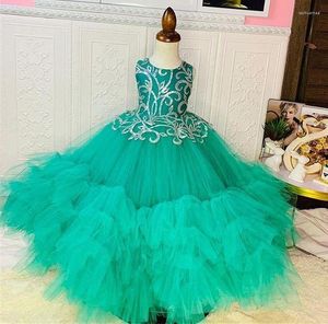 Girl Dresses Ball Gown Princess Birthday Party Dress Shiny Top O Neck Corset Back Flower Children Custom Made