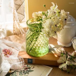 Vases D:9cm H:16cm Flower Vase For Table Decoration Living Room Glass Fleur Ornaments Floral Tabletop Nordic