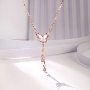 925 Sterling Silver Necklae Butterfly Necklace Female Smart Temperament Clavicle Chain Send Girlfriend Gift