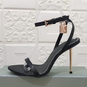 2023 sommar ny högkvalitativ eleganta kvinnors skor med spetsiga läder tunna höga klackar metallskor lyxdesigner mode sandaler storlekar 35-43+låda