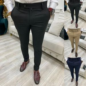 Herrbyxor 2023 mäns avslappnade mjuka snäva stretchbyxor för affärs sociala kontorsarbetare intervjuparti bröllop kostym