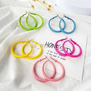 Stud Candy Color Geometric Circle Round Spray Paint Hoop Earrings for Women Girl Rose Yellow Blue White Green Color Earrings 2023 J230529