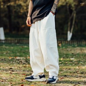 Herrbyxor utomhus cityboy män japan streetwear mode lösa casual bred ben rak last manlig elastisk midja byxor svettbyxor