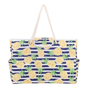 Large Capacity Beach Bag Casual Multi-style Totes with Pineapple Stripes Banana Leaves and Letters Printings