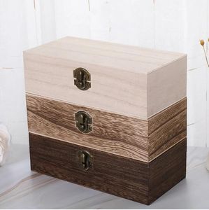 Grande scatola di immagazzinaggio in legno Log Color Scotch Pine Rettangolare Flip Scatola regalo in legno massello Custodia per gioielli artigianale fatta a mano 20x10x6cm