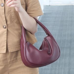 Evening Bags Genuine Leather Purses And Handbags 2023 Vintage Underarm Bag Women's Cow Hobo Dumpling Type One-shoulder