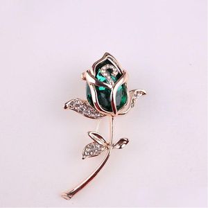 Pins Brooches Wholesale Fashion Crystal Rose Flower Brooch Pin Rhinestone Alloy Gold Birthday Gift Garment Accessories 367826 Drop Dhuwl