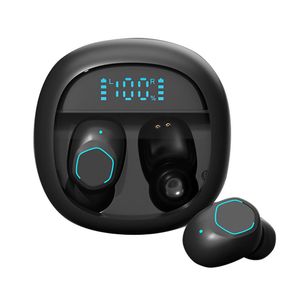 Macaron söta mobiltelefon hörlurar i örat trådlöst bluetooth hörlurar hörlurar mini kör headset vattentät led kraft skärm transparens laddningsfodral