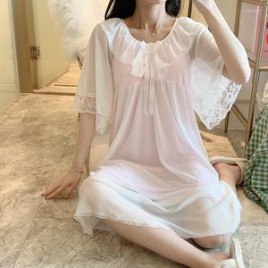 Kadın pijama Hanxiuju Vintage White'ın göğüs yastıklı tatlı Japon Prenses Nightdress ihmal