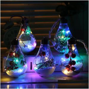 Decorações de Natal Ball transparente LED Decorativo BB Light Natal Tree pendurada no casamento Decoração de festa Drop Drop Home Gar Dhcae