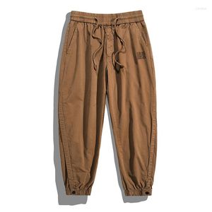 Calça masculina 2023 cargo casual de algodão masculino solto de streetwear japonês Multi-Pocket Hip Hop Joggers Militares Militares Macacão calça