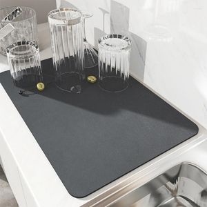 Bordmattor Napa Skin Drain Pad Gummi Dish Drying Mat Super Absorberande Drainer Table Gervaflaskor Mattor Kök Kök Moderplacemat