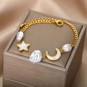 Charmarmband söt härlig stjärna måne pärla för kvinnor gåvor flickor söta smycken kvinnliga11111111111