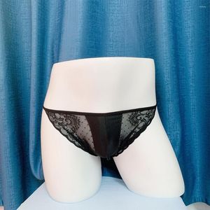 Underpants Sexy Woman See Through Lace Briefs For Man Gay Sheer Mesh Underwear Bulge Pouch Sissy Lingerie Soft Panties