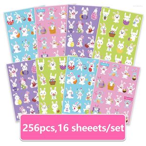 Present Wrap 16 Sheets Happy Easter Stickers Cartoon Eggs Seal Lable Sticker for Kids Diy Card Envelope Stationery Decor