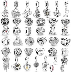 Charms 925 Seerling Sier Hollow Love Мама мама корона шарм кулон для браслета Pandora