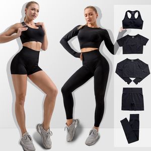 Strój jogi 2/5pc damskie dres do szwu bezszwu zestaw jogi garnitur sportowy do ćwiczeń fitness ubrania sportowe zestaw gimnastyczny zestaw sportowy 230526