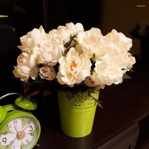 Flores decorativas 28 cm de seda 1 buquê europeu de casamento bonito mini peony flor artificial flores decoração de festa em casa noiva