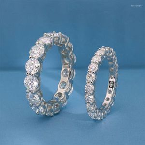 Cluster Rings IOGOU Personalizzato Moissanite Full Eternity Bands Anello in argento sterling 925 per donna Ragazza Fine Jewelry 5mm 3mm D