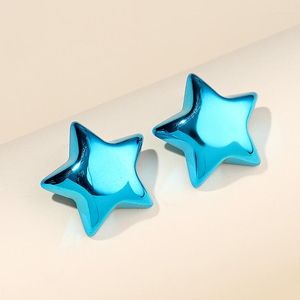 Stud Earrings Pendientes Blue Star Colorful Smooth Simple Women's Temperament Summer Wedding Party Jewelry Accessories