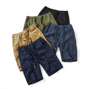 Casual Fashion Brand Loose Khaki Shorts Summer Men's Cotton Linen Overalls Pants Thin{category}{category}