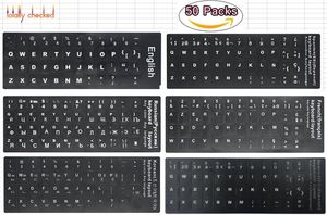 50pcs/lot wholeセール防水ロシアのキーボードステッカー英語フランス語ドイツのスペイン語ラップトップ10 * 27インチキーボード