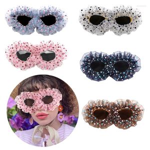 Occhiali da sole Adorabili occhiali da vista per adolescenti Carnevali Ornamenti per il viso con cornice in pizzo a pois