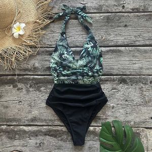 Swim Wear Women's Swimwear 2023 New Sexy One Piece Swimsuit Female Floral Women Swimwear Push Up Bathing Suits Bodysuits Beach wear Deep V-neck Monokini AA230529