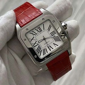 Hight Quality Square Watch 100 XL rostfritt stål Automatisk mekanisk herrklocka Män sportklocka 4 färgläderrem