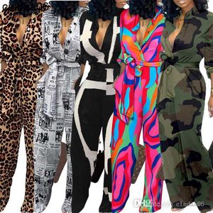 Rompers Plus Size xxxl Designer Bodysuits Womens Cardigan Leopard Printed Jumpsuits Sexy Bandage Body Clothes Woman Long Sleeve Pants Romp