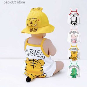 Rompers Kawaii Summer Baby Ubrania Bodysuit chłopiec dziewczyna kreskówka Abbit panda dinozaur bez rękawów nowonarodzony romper onesie Jumpsuits T230529