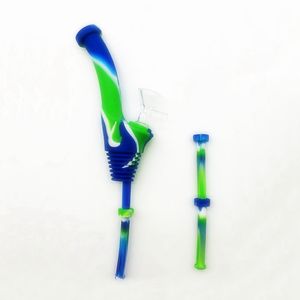 Sigara Renkli Silikon Nargile Shisha Waterpipe Bubbler Boru Taşınabilir Fiş Çıkarılabilir STEM DIY Filtre Tüp Bong Şişe Kalın Cam Huni Kasesi Tutucu
