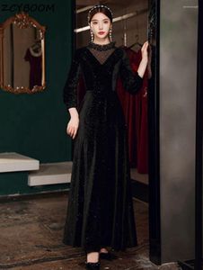 Festklänningar 2023 vintage svart a-line kväll kvinnor formell natt vestidos de gala eleganta långa ärmar examen prom klänningar