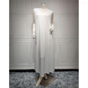 Abbigliamento etnico Ramadan sotto abito interno Abaya Musulmano tinta unita bianco senza maniche slip abiti per le donne vestiti islamici Dubai Turchia vestito