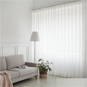 Curtain White Tle For Living Room Decoration Modern Chiffon Solid Sheer Voile Kitchen El Window Drop Delivery Home Garden Textiles T Dhdvp