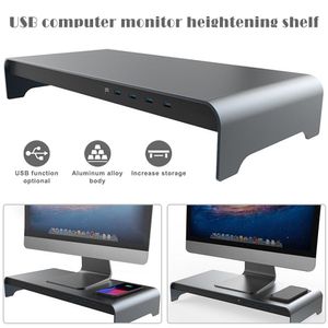 Stand Smart Base Aluminium Alloy Computer Laptop Base Stand med 4 USB Hub C 3.0 Port Support Ordinateur Portable Adaptador Monitor PC