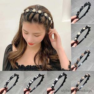 Other Double Clip Pearl Headbands for Women Girls Flower Hairbands Plastic Bezel with Clips Hairpin Hairstyle Hair