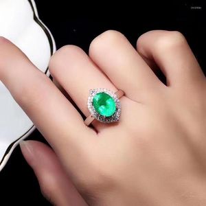 Klusterringar Fina smycken 925 Sterling Silver Natural Gemstone Emerald Lovely Woman's Ring Support Test med låda