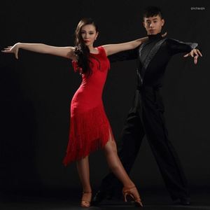 Gym Clothing Latin Dance Dress Tassel Training Female Adult Summer Ballroom Tango Salsa Rumba Costume